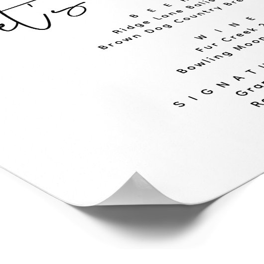 ドリンクしようウェディングパーティーバーサイン ポスター (角)