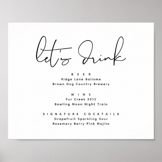 ドリンクしようウェディングパーティーバーサイン ポスター (正面)