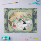 ドリンクとツリー付きクリスマスフラッパーの女の子 薄葉紙 (クラフト)