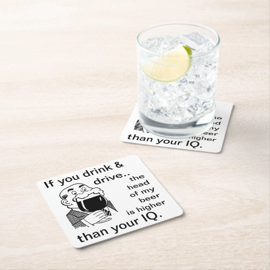 ドリンクとドライブの引用文 スクエアペーパーコースター (インサイチュ)