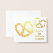 ドリンクとニブル – Golden Pretzel カスタマイズ - 箔カード (封筒付き正面)