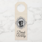 ドリンクとビーメリーホリデーシルバーフレーム写真 ボトルネックタグ (正面)