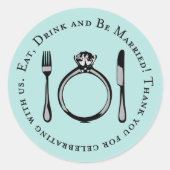 ドリンクとベ食べイ結婚したアクア結婚ブルー ラウンドシール (正面)