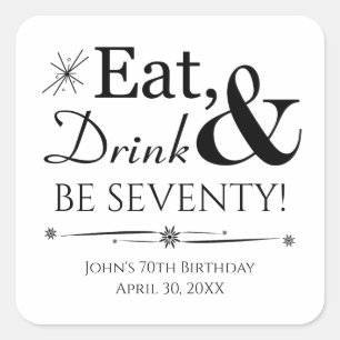 ドリンクとベ食べス77レトロ70誕生日 スクエアシール