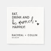 ドリンクとベ食べーのシンプル文字結婚ズ スタンダードカクテルナプキン (正面)