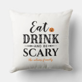 ドリンクと怖い食べタイポグラフィモダンハロウィン クッション (裏面)