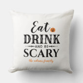 ドリンクと怖い食べタイポグラフィモダンハロウィン クッション (正面)