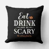 ドリンクと怖い食べタイポグラフィモダンハロウィン クッション (正面)