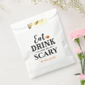 ドリンクと怖い食べタイポグラフィモダンハロウィン フェイバーバッグ (封をした状態)