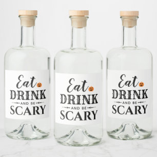 ドリンクと怖い食べタイポグラフィモダンハロウィン リキュールボトルラベル