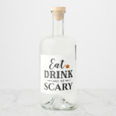 ドリンクと怖い食べタイポグラフィモダンハロウィン リキュールボトルラベル (正面)