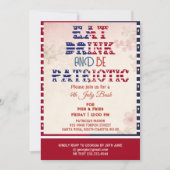 ドリンクと愛国食べ的な4th 7月Bash Shabby Chic 招待状 (正面)