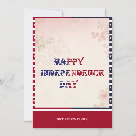 ドリンクと愛国食べ的な4th 7月Bash Shabby Chic 招待状 (裏面)