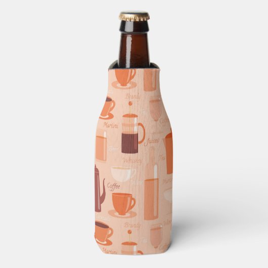ドリンクと文字のパターン ボトルクーラー (ボトル正面)
