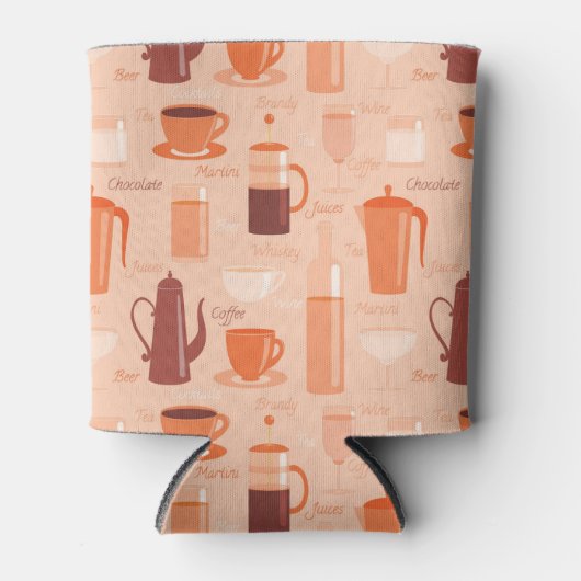 ドリンクと文字のパターン 缶クーラー (正面)