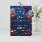 ドリンクと紙吹雪ブルー大晦日パーティー 招待状 (スタンド正面)