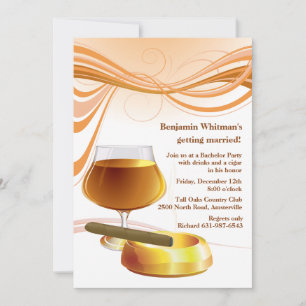 ドリンクと葉巻バチュラーパーティ招待状 招待状