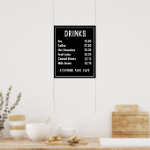 ドリンクと軽食の価格表 ポスター (キッチン)