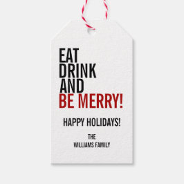 ドリンクと食べべメリークリスマスホリデーギフトラベル ギフトタグ