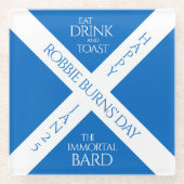 ドリンクと食べトーストのロビー、スコットランド国旗を燃やす ガラスコースター (正面)