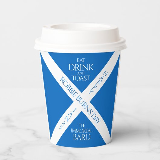 ドリンクと食べトーストのロビー、スコットランド国旗を燃やす 紙コップ (裏面)