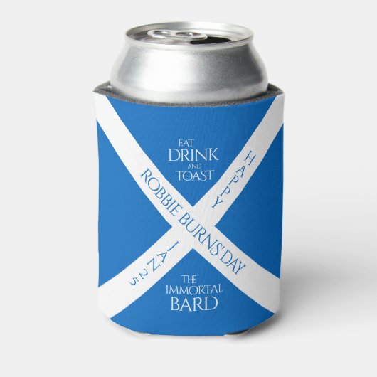 ドリンクと食べトーストのロビー、スコットランド国旗を燃やす 缶クーラー (缶裏面)