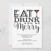 ドリンクと食べビーホリデーメリーパーティーの招待状 招待状 (正面)