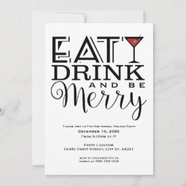 ドリンクと食べビーホリデーメリーパーティーの招待状 招待状
