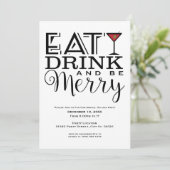 ドリンクと食べビーホリデーメリーパーティーの招待状 招待状 (スタンド正面)