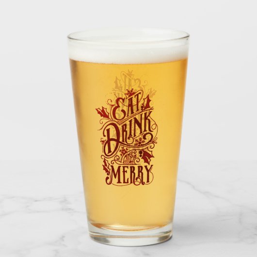 ドリンクと食べベメリークリスマスクリスマスおもしろい休日 タンブラーグラス (ドリンク正面)