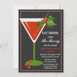 ドリンクと食べメリークリスマスカクテルのパーティー 招待状