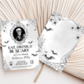 ドリンクと食べ怖いゴシックスカルハローウィンパーティ 招待状