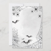 ドリンクと食べ怖いゴシックハロウィーンの誕生日パーティー 招待状 (裏面)