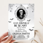 ドリンクと食べ怖いゴシックハロウィーンの誕生日パーティー 招待状