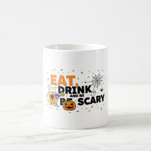 ドリンクと食べ怖いハロウィンおもしろいパーティー コーヒーマグカップ