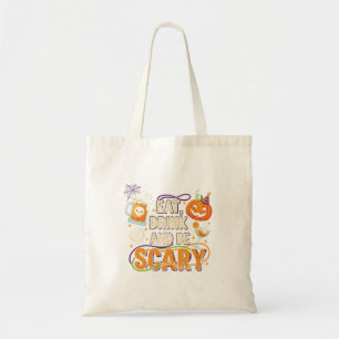 ドリンクと食べ怖いハロウィンおもしろいパーティー トートバッグ