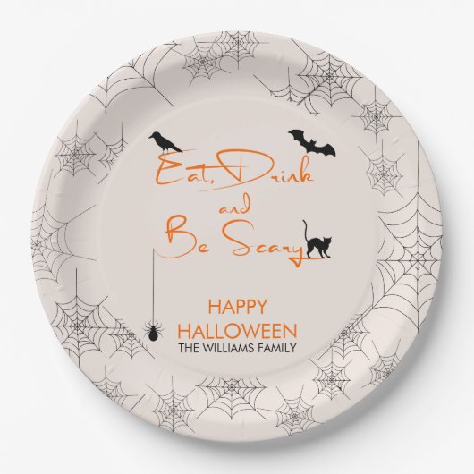 ドリンクと食べ怖いハロウィーン紙プレート ペーパープレート (正面)
