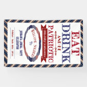 ドリンクと食べ愛国心を持つ7月4日ウェルカム・ソルジャー 横断幕 (横)