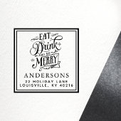 ドリンクと食べ楽しいクリスマスの休日のアドレス セルフインキングスタンプ