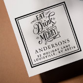 ドリンクと食べ楽しいクリスマスの休日のアドレス セルフインキングスタンプ