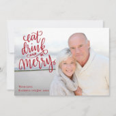 ドリンクと食べ楽しいクリスマスの写真 シーズンカード (正面)