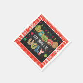 ドリンクと食べ醜いクリスマスのセーターのパーティー スタンダードカクテルナプキン (角)