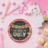 ドリンクと食べ醜いクリスマスのセーターのパーティー ペーパープレート (パーティー)