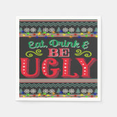 ドリンクと食べ醜いクリスマスのセーター スタンダードカクテルナプキン (正面)