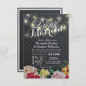 ドリンクと食べBeストリ結婚したングライトシックフローラ 招待状 (正面/裏面)