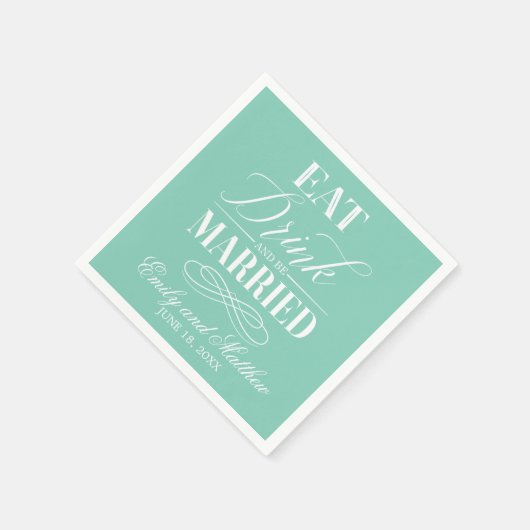 ドリンクと食べBeミント結婚した | ウェディング スタンダードカクテルナプキン (角)