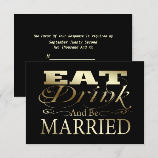 ドリンクと食べBe Wedding結婚した RSVP (正面/裏面)