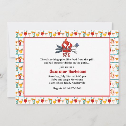 ドリンクとBBQの招待状 招待状 (正面)