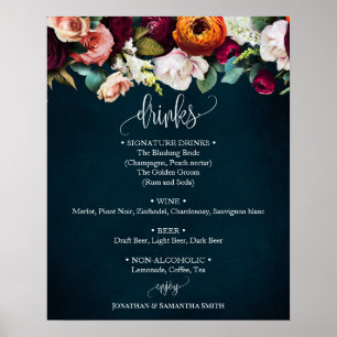 ドリンクのメニューのサインWine Navy 結婚's Eucalyptus ポスター