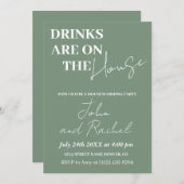 ドリンクはお家購入パーティーグリーン 招待状 (正面/裏面)